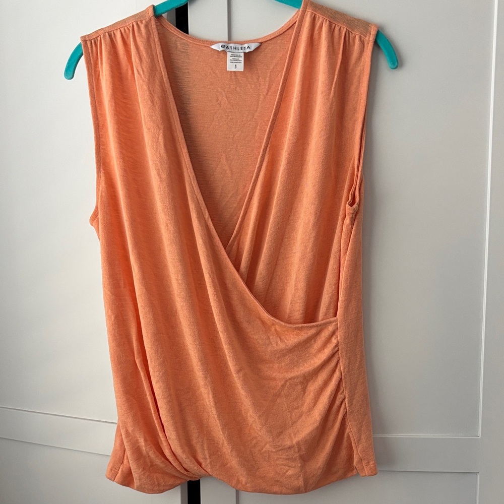 Athleta Peach Draped Wrap Tank Top
